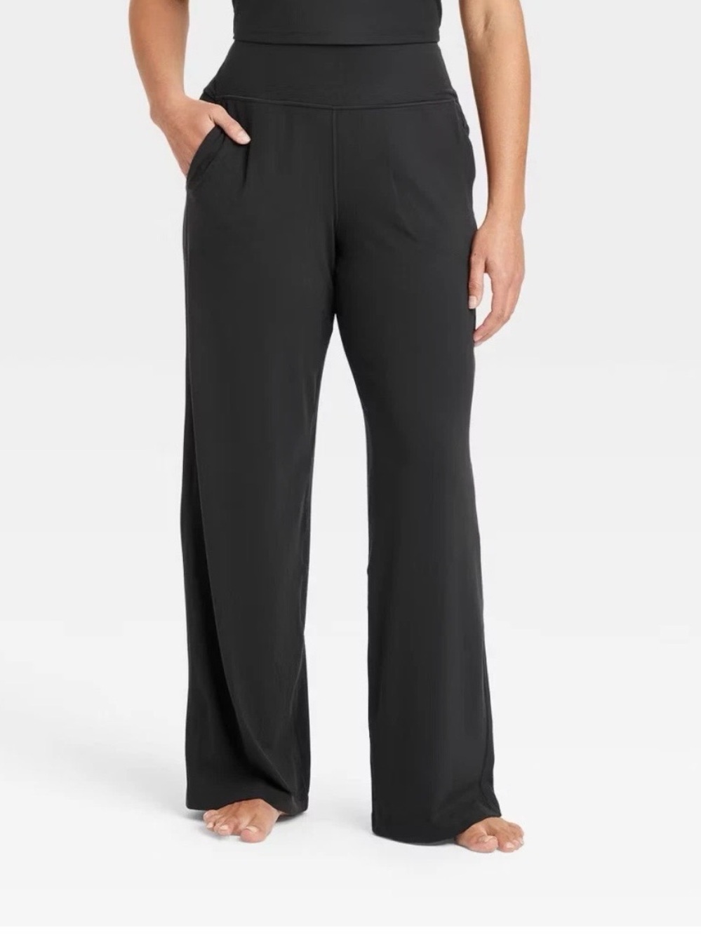 All In Motion Black Moisture Wicking, Quick Dry,UPF 50+High-Rise Wide Leg Pants
